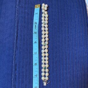 Pearl, Emerald, and 14k White Gold Vintage Bracelet